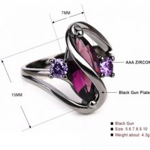 Woman’s Luxury Vintage Purple Crystal Rings