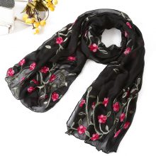 Women’s Floral Embroidered Silk Scarf