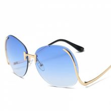 Women’s Stylish Rimless Sunglasses with Large Colorful Lenses