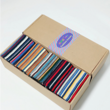 Set of Men’s Casual Cotton Socks with Colorful Striped Pattern