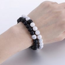 Classic Natural Stone Yin Yang Beaded Bracelets, 2Pcs/Set