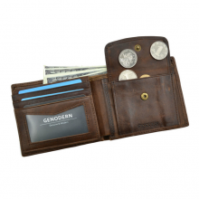 Slim Leather Wallet with Coin Pocket
