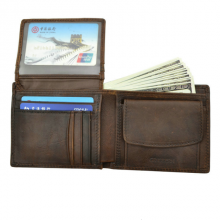 Slim Leather Wallet with Coin Pocket