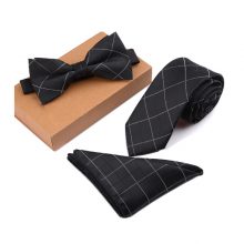 Classic Style Men’s Bowtie Tie and Handkerchief Set