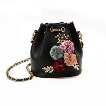 Compact Shoulder Bucket with 3D Flowers