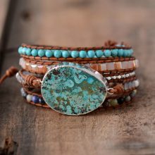 Women’s Ocean Stone Layered Leather Bracelet