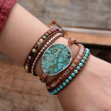 Women’s Ocean Stone Layered Leather Bracelet