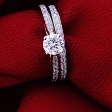 Charming Design Silver Crystal Ring for Women, 2 Pcs/set